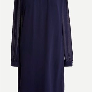 J. Crew Blue Sheath Dress with Bishop Sleeves